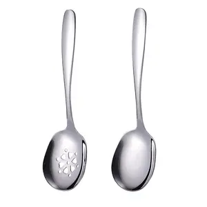 304 Stainless Steel Serving Ladle Slotted Spoon Set for Catering Large Serving Utensils Restaurant Supplies Kitchen Tools