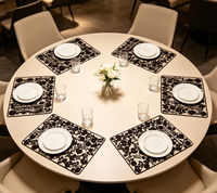 Napperons de table décoratifs transparents noirs à motifs floraux en PVC, imperméables, résistants à l'huile, écologiques et antidérapants pour la cuisine