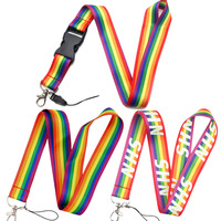 Lanière personnalisée avec logo, transgenre, lesbienne, gay, fierté, sublimation couleur pleine, homosexuelle, arc-en-ciel, avec boucle de sécurité