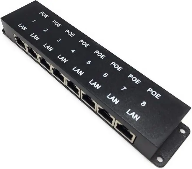 Injecteur PoE à 8 ports pour l'alimentation et les données à 8 appareils, ajoutez instantanément de la puissance sur Ethernet à n'importe quel commutateur