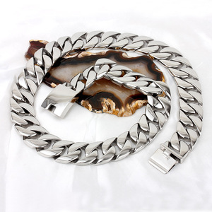 Collier large et épais Kalen en <span class=keywords><strong>acier</strong></span> <span class=keywords><strong>inoxydable</strong></span> de 24 mm, style hip-hop tendance pour <span class=keywords><strong>homme</strong></span>, motif bambou, design imposant - Product Image 3