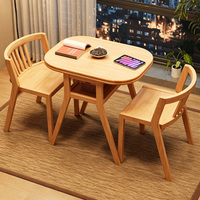 Mesa de Té Ovalada de Madera Maciza de Fábrica, Juego de Mesa de Comedor Pequeña que Ahorra Espacio para el Hogar y Área de Ocio