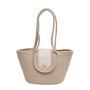Large Capacity Pearl Cotton Shoulder <b>Bag</b> Horizontal Square Magnetic Buckle <b>Summer</b> Women's Tote <b>Bag</b> - Product Image 5