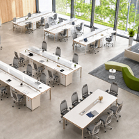 Système de bureau modulaire moderne en bois avec panneaux de conception pour 4 à 8 personnes, armoire de rangement et cloisons de séparation pour usage commercial