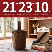 Sac fourre-tout en toile de coton écologique coloré 21x23x10cm avec poignée en ruban/corde et soufflet de fond, en stock pour les commandes en gros