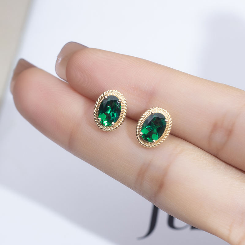 ต่างหูมรกตสังเคราะห์ 18K