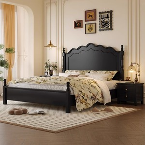 American Retro Solid Wood <b>Bed</b> 1.8M <b>Double</b> Storage <b>Bed</b> French Vintage Master Bedroom Furniture - Product Image 3
