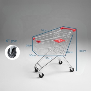 60L Metal <strong>Shopping</strong> Cart Zinc-Plated Supermarket Grocery <strong>Trolley</strong> with Silent PVC Wheels and Child Seat for Retail - Product Image 2