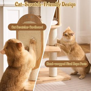 Factory Wholesale Stylish Multifunctional Solid Wood <b>Cat</b> Climbing Frame <b>Cat</b> <b>Tree</b> for Indoor <b>Cat</b> Enrichment - Product Image 4