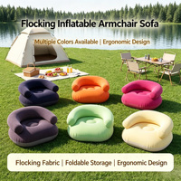 Canapé gonflable moderne pliable en PVC, fauteuil gonflable portable en forme de U avec accoudoirs pour une utilisation intérieure et extérieure