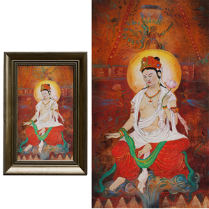 Tranh treo tường bằng vải bố đá sa thạch phong cách Phật giáo, thủ công, trang trí nội thất bình yên cho khách sạn, nhà ở, đồ trang trí, tranh vẽ - Product Image 1