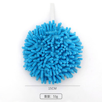 Serviette de toilette en chenille absorbante à séchage rapide, brodée, en polyester, avec design boule mignonne à suspendre, pour cuisine, salle de bain, usage domestique, vente en gros