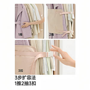 Organisateur de vêtements suspendu pliable en tissu avec plaque de pression pour l'extension de la capacité de la garde-robe de 50 % - Product Image 4