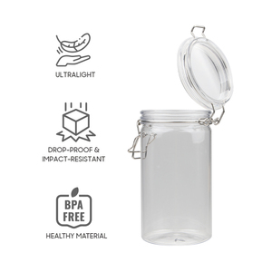 1000ml Cylinder Clear <b>Swing</b> <b>Top</b> Lid Plastic PET Jar for Gummy Candy Lollipop and Palm Oil Storage - Product Image 3