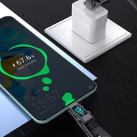 Nouveau Câble de Charge Rapide et de Données pour Téléphone 4-en-1 Tendance 2026, le Plus Vendu, avec Écran LED, Tressé Plat USB/Type-C vers Type-C/8 Broches