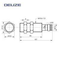 DEUZE ICB18MB05P1-B3 pour capteur de proximité inductif LED universel à design cylindrique encastré 5 mm 3 fils DC NO/NC IP67