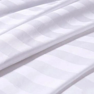 50/50 Poly Cotton Satin Stripe Hotel White <strong>Bed</strong> Sheet and Fitted Sheet <strong>Set</strong> - Product Image 3