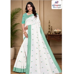 Sari en coton Ajmera doux et élégant, imprimé traditionnel, séchage rapide, toutes saisons, tenue ethnique tendance pour femme – Collection - Product Image 3