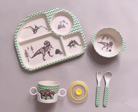 Ensemble d'assiettes et de bols pour tout-petits dessin animé ensemble d'assiettes divisées en bambou écologique pour enfants fournitures d'alimentation pour tout-petits ensemble de vaisselle pour enfants