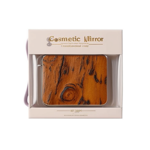 Specchietto Tascabile Quadrato con Motivo a Corteccia, Stile Misto, 6.2x8.6cm, Specchio Cosmetico per Trucco - Product Image 1