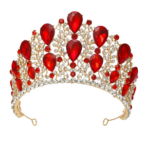Luxury Teardrop Rhinestone <b>Crown</b> Gold Tone Alloy <b>Tiara</b> For Wedding Pageant Bridal Hair Decor - Product Image 1