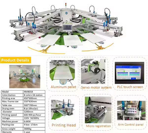 Máquina de Serigrafía Automática para Ropa y Textiles, 8 Colores, 18 Estaciones - Product Image 2