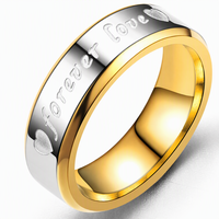 18K Vergoldeter Edelstahl Paarring mit Gravur 'Love Forever' Hochzeitstag Premium Nicht Verblassend