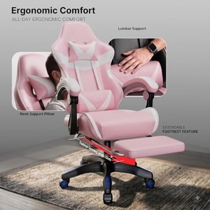 Silla Gamer Ergonómica con Respaldo Alto y Soporte Lumbar, Silla de Juego Rosa - Product Image 2