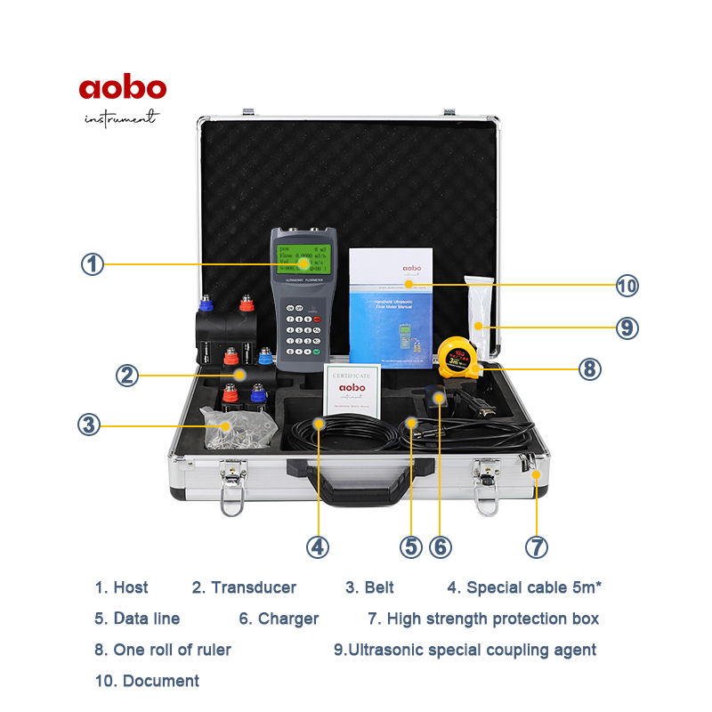 AOBO Handheld Portable Ultrasonic Flowmeter Ultrasonic Flow Meter Large ...
