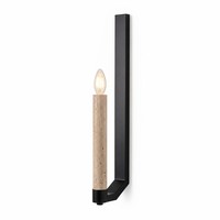 Applique murale LED en pierre de travertin jaune naturel nordique avec support métallique linéaire pour salon, villa, chevet ou fond de pièce