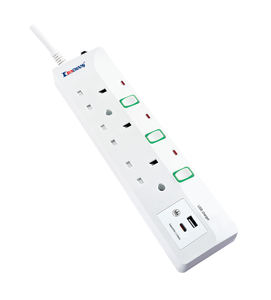 Enchufe de Extensión Dachang D154AU BS con 2 Puertos Tipo-C, 6 Tomas de Corriente, Protección IP20, 13A <span class=keywords><strong>IEC</strong></span> - Product Image 1