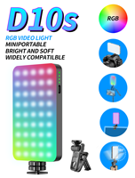 D10S RGB Mini Portable Rechargeable LED Studio Pince Téléphone Température de Couleur Réglable Veilleuse Lumière d'Appoint pour Selfie et Photographie