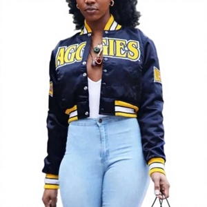 Blouson Bomber Unisexe Hiver en Satin à Col Montant avec Motif Uni et Logo Brodé Personnalisé pour Tenue d'Équipe - Product Image 2