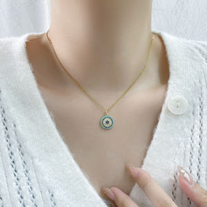 Kalung mata Turki terlaris liontin perhiasan 925 perak murni biru pirus zirkon mata jahat kalung untuk wanita - Product Image 2