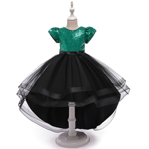 Estilo europeo manga corta lentejuelas princesa vestidos de niña grande dulce niñas gran arco vestidos de cumpleaños gracia niña vestido de novia - Product Image 5