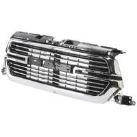 Front Original Grille for 2019-2024 Dodge Ram 1500 Full Chrome+Glossy Black Grille