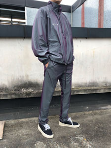 사용자 정의 남자의 여름 캔버스 하이 스트리트 레이서 재킷 대형 반사 방수 전단 스탠드 칼라 - Product Image 5