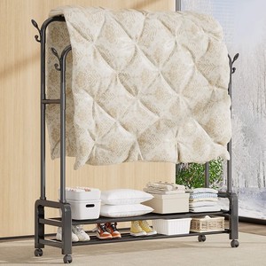 Modern Portable Multi-Functional Double Pole Cloth Stand <strong>Coat</strong> Rack Multilayer <strong>Storage</strong> Shoe Cuborad for Clothing Garments - Product Image 3