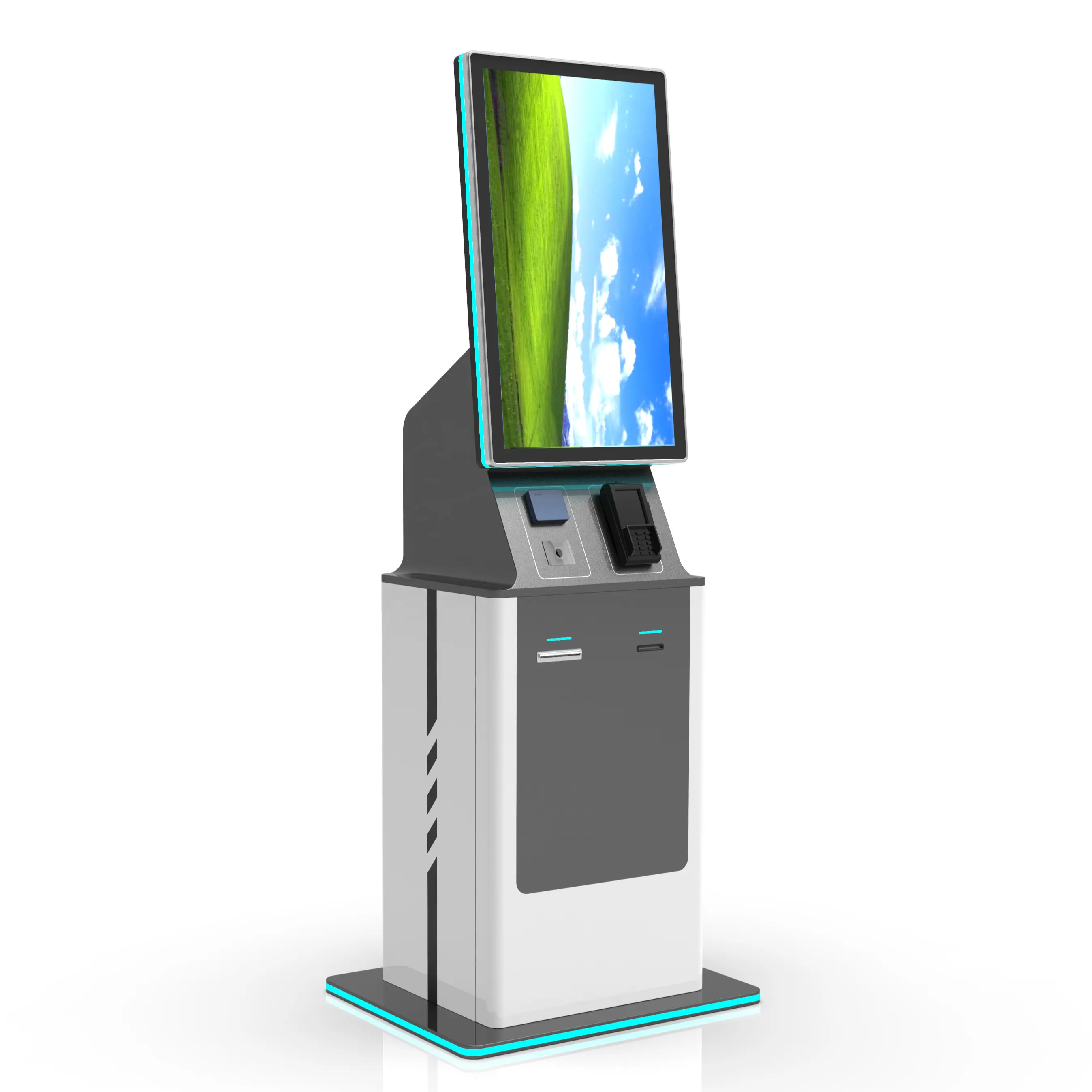 airport card issuing cash accepting machine hotel checking self- kiosk payments terminal kiosk
