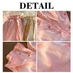 Pantalones KingSen OEM 100% Algodón French Terry Tie Dye con Cintura Elástica, Transpirables, Casuales, de Corte Holgado y Pierna Ancha con Broches Laterales - Product Image 6