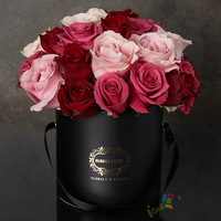 Boîte à fleurs ronde rigide, design luxueux, écologique, faite à la main, pour bouquets et fêtes, avec logo personnalisé