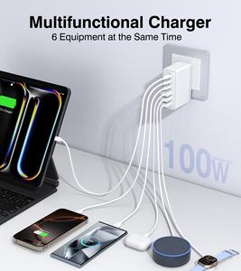 <span class=keywords><strong>Chargeur</strong></span> multifonctionnel HNT au <span class=keywords><strong>prix</strong></span> d'usine, GaN 100W, <span class=keywords><strong>6</strong></span> ports, portable, PD20W, QC18W, charge rapide de voyage, type C, pour <span class=keywords><strong>iPhone</strong></span> - Product Image 4