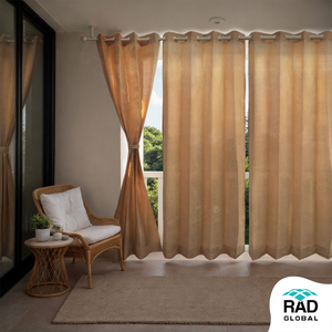 Persian Beige Eyelet Outdoor Curtains 180 GSM with Elegant Sandy Beige Tone and <b>Light</b> Filtering Fabric for Cozy Balcony - Product Image 4