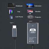 Adaptateur Type C vers HDTV 4K/30Hz, câble USB C vers HDTV pour sortie vidéo Ultra HD et mise en miroir de l'écran
