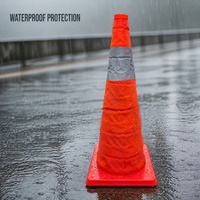 Cône de signalisation pliable de 65 cm en tissu Oxford PP réfléchissant, cône de sécurité pliable