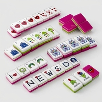 Tuiles de mahjong américaines personnalisées, ensemble de mahjong en acrylique superposé, surface brillante, bords lisses avec impression personnalisée