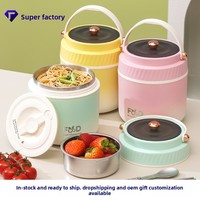 Nouvelle boîte à lunch isotherme en acier inoxydable 304, dégradé, 1,2 L, avec couvercle en PP, double couche, pour les employés de bureau et les étudiants, portable