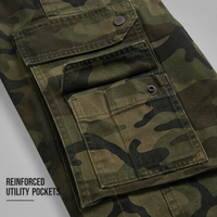 Pantalon cargo tactique vintage personnalisé en sergé camouflage délavé pour homme, avec plusieurs poches à rabat latérales, respirant, fermeture à cordon de serrage, coupe ample et jambe large