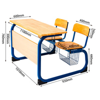 Meubles de classe modernes et durables personnalisables en gros, bureau double pour étudiants, chaise, table d'étude pour enfants pour l'école et la maison