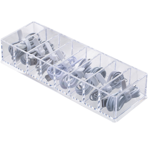 Clear Power Cord Organizer with 8 Compartments Plastic Cable Management Box